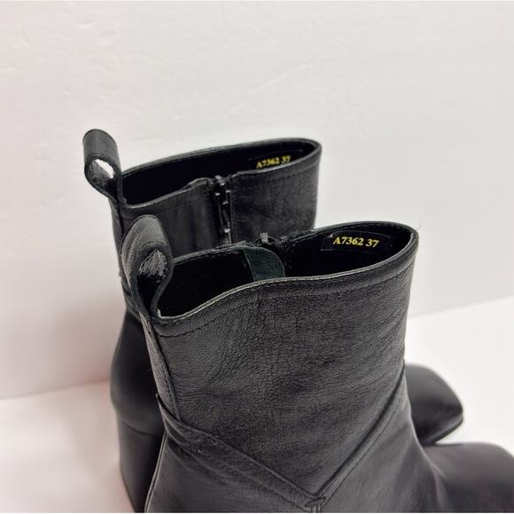 DAVOS GOMMA BLACK LEATHER HEEL WOMEN BOOTS SIZE 37 MADE IN ITALY - Picture 2 of 8